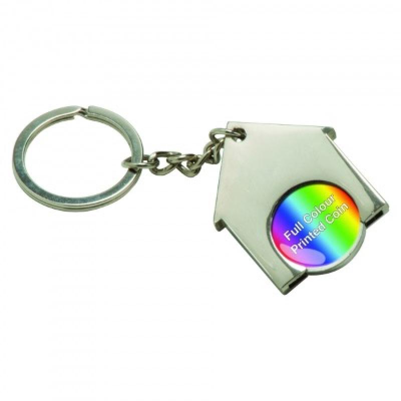 Image of House Shaped Trolley Coin Keyring (Full Colour Print)